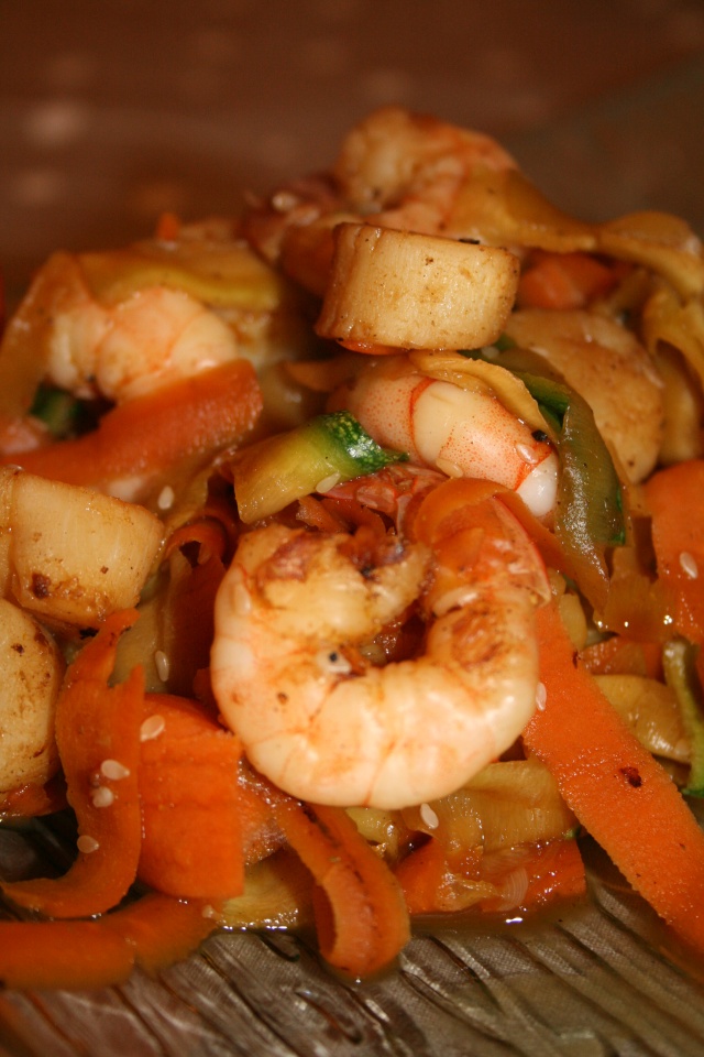 wok de crevettes et pétoncles aux légumes sautés Wok_de10