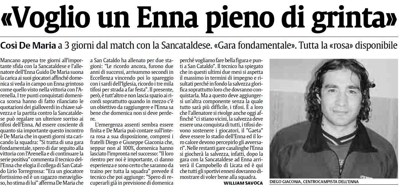 Campionato 24° giornata: Sancataldese - Enna 1-0 Cattur21