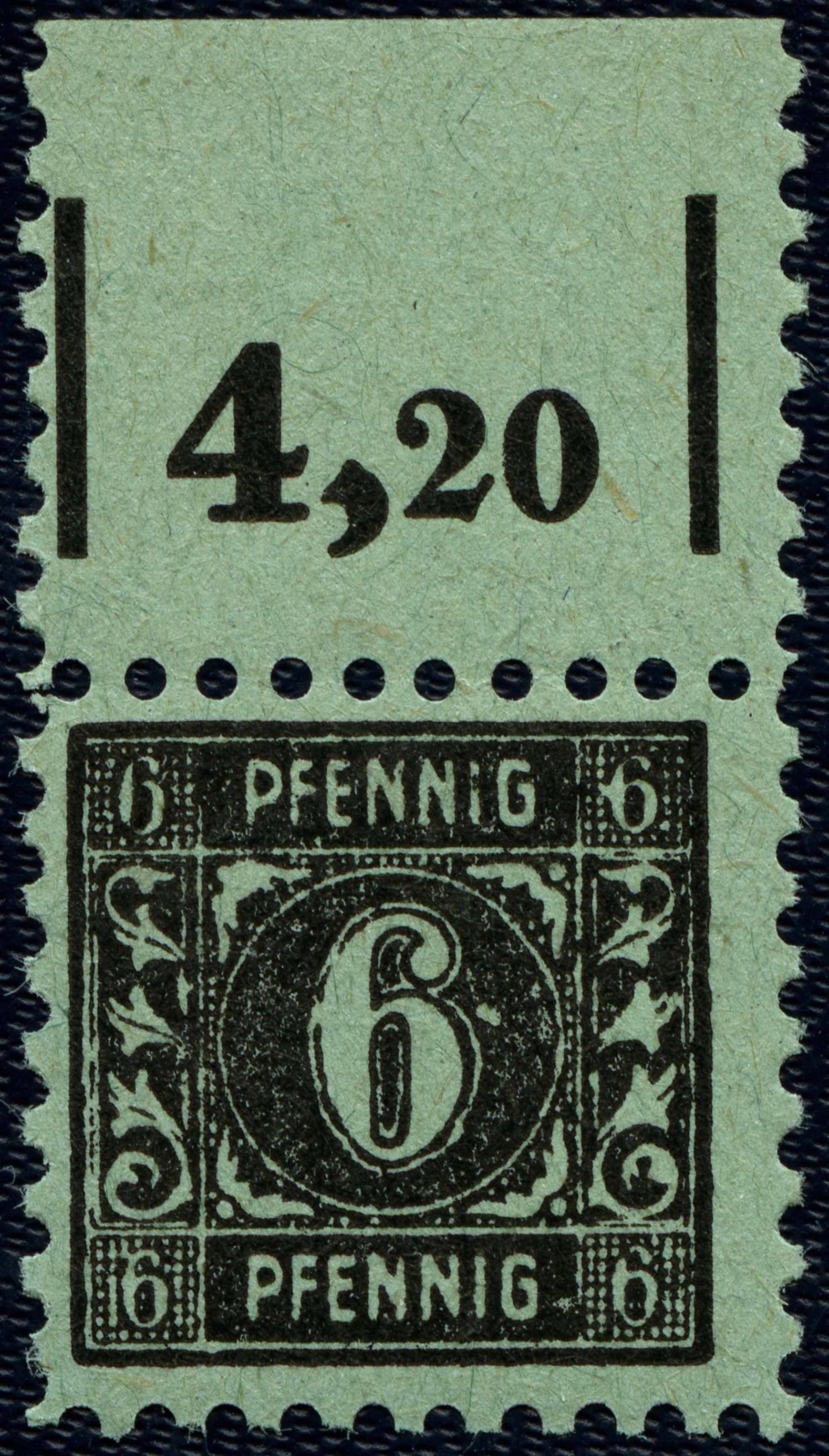 OPD Schwerin - 1. Freimarkenausgabe - Feldmerkmale der Wertstufe zu 6 Pfennig Mi_nr_14