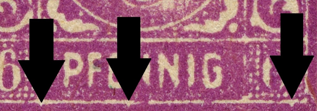 OPD Schwerin - 1. Freimarkenausgabe - Feldmerkmale der Wertstufe zu 6 Pfennig Mi_nr_23