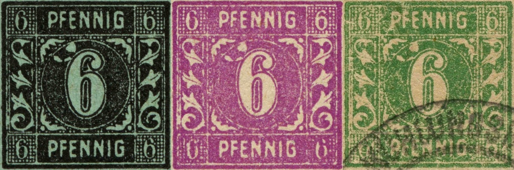 OPD Schwerin - 1. Freimarkenausgabe - Feldmerkmale der Wertstufe zu 6 Pfennig Mi_nr_34