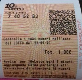 Lotto - Stefanlotto - 10&lotto dal  17 settembre- chiusa con vincita 12010712