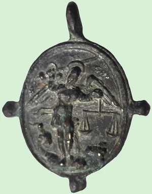 Medalla Clemente VIII / San Miguel Arcángel . (pezuelada), S. XVI G8ma0511
