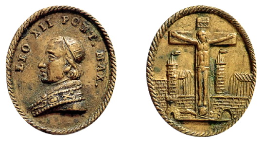 Medallas de Pio VII , León XII y Pio VIII / Crucifijo con ciudad al fondo. XIX (I mitad) Leon_x11