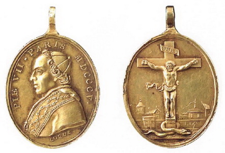 Medallas de Pio VII , León XII y Pio VIII / Crucifijo con ciudad al fondo. XIX (I mitad) Tipoiv10