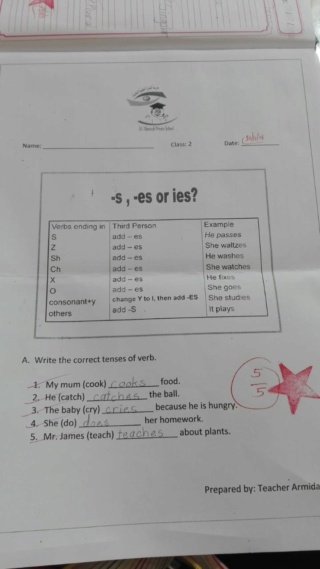 Answering the worksheet about Simple Present Tense of Verb Img-2037