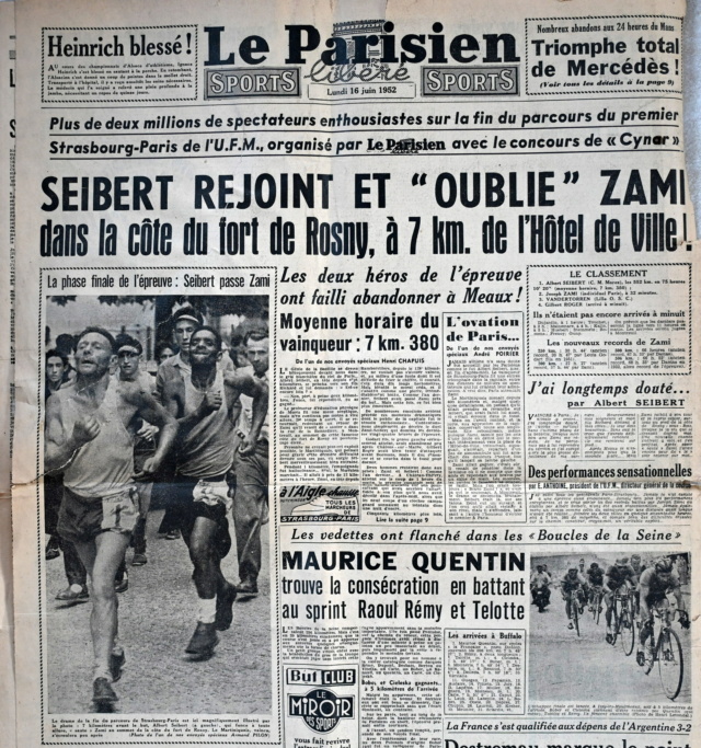 Strasbourg-Paris 1952 Zami mène jusqu'à 7km de l'arrivée... 110