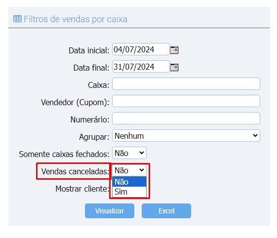 ATENDE SMART - RASCUNHO - 2º Item - Implementado filtro "Vendas canceladas:" no relatório de Vendas por Caixa Rel_ca10