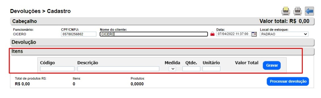 AtendeSmart: NOVO MÓDULO DE DEVOLUÇÃO Scree273