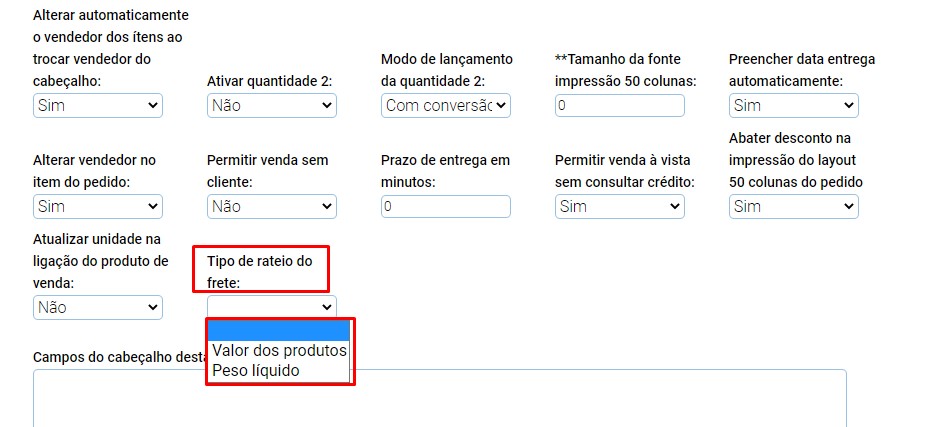 ATENDE SMART - Atualização 15/09/2022 - 1º Item - Implementação de controle de calculo de rateio do frete Scree386