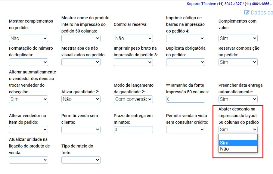 ATENDE SMART - Atualização 15/09/2022 - 4º Item - Implementado parâmetro para imprimir no layout PEDIDO 4 o valor já descontado Scree389