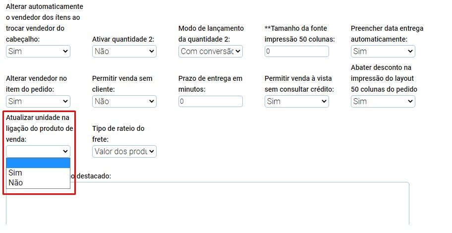 ATENDE SMART - Atualização 15/09/2022 - 6º Item - Implementado parâmetro que ativa a atualização de unidade no Pedido Transferido Scree393