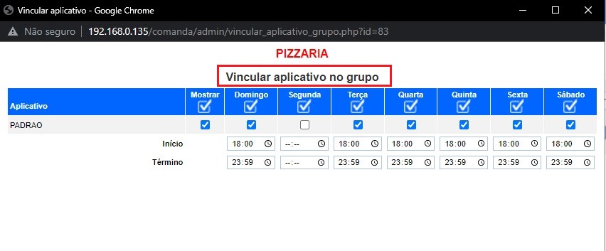 ATENDE SMART - Atualização 15/09/2022 - 7º Item - Implementado controle de horário em que os produtos aparecem no APP de Cardápio Scree395