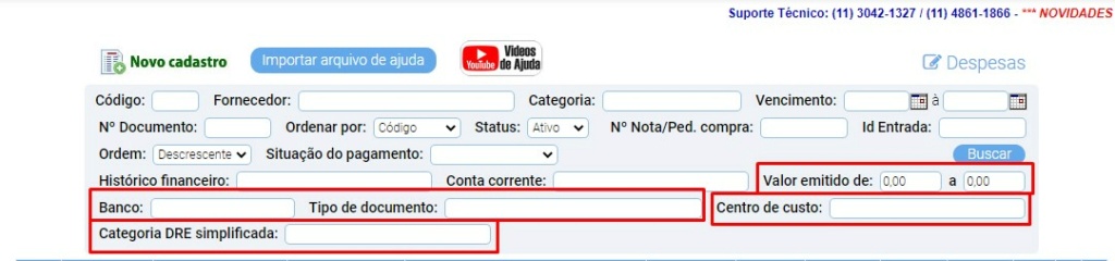 ATENDE SMART - Atualização 15/09/2022 - 16º Item - Inclusão de novos filtros na tela de pesquisa do módulo de DESPESAS Scree411