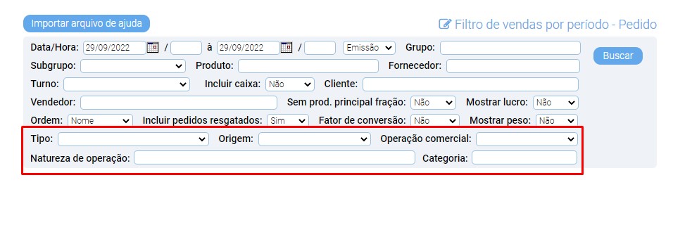 ATENDE SMART - Atualização 15/09/2022 - 17º Item - Implementação de 4 filtro para o relatório de “Vendas por Período - Pedido" Scree412