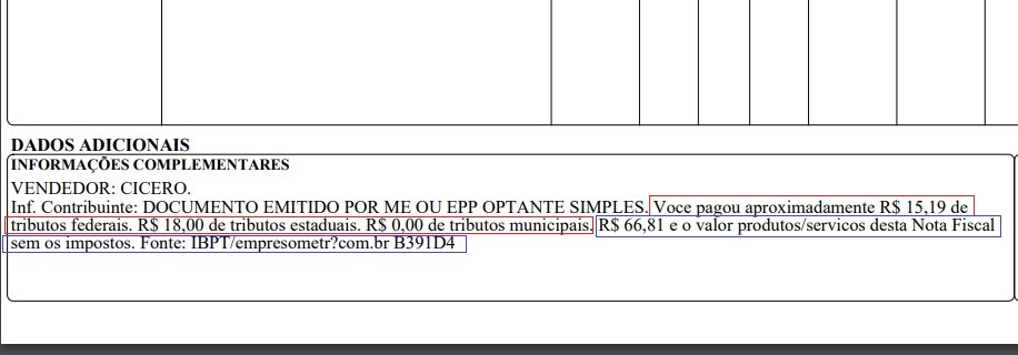 ATENDE SMART - Atualização 17/04/2023 - 2º Item - Melhoria na mensagem que indica os valores referente a lei De Olho no Imposto Scree426