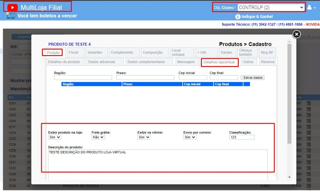 ATENDE SMART - Atualização 17/04/2023 - 4º Item - Aba "Detalhes Loja Virtual" passa a ser atualizado no banco da filial de Multi-Loja Scree429