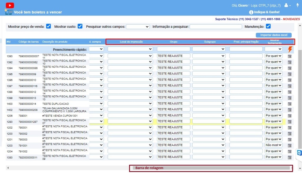 ATENDE SMART - Atualização 19/04/2023 - 17º Implementação de ferramenta para Manutenção de Cadastro de Produtos Scree463