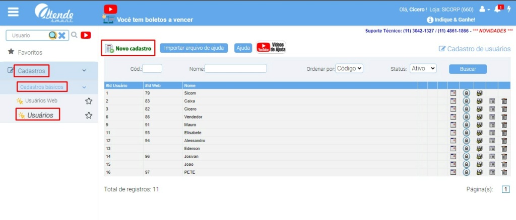 scree486 ATENDESMART: Cadastro de usuário para o cliente do cliente possa fazer Pedidos/Orçamentos para o nosso cliente