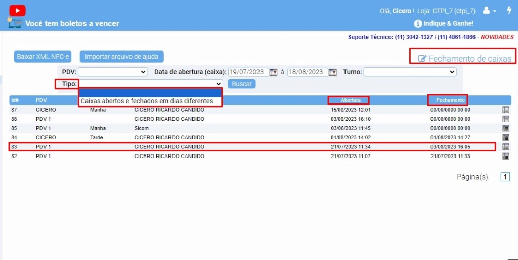 ATENDE SMART - Atualização 21/08/2023 - 5º Item - Implementado novo filtro no móduto "FECHAMENTO DE CAIXAS" Scree498