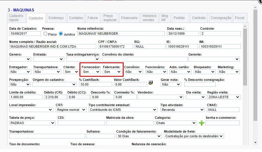 ATENDE SMART - Atualização 21/08/2023 - 6º Item - Implementada nova consistência entre o cadastro de FABRICANTES/Fornecedor e cadastro de Produtos Scree499