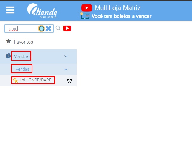 ATENDE SMART - Atualização 27/02/2024 - 4º Item - Novo módulo GNRE/DARE - Instruções para gerar GNRE Scree513