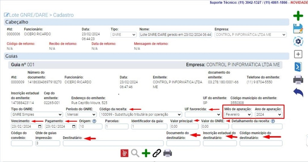 scree518 ATENDE SMART - Atualização 27/02/2024 - 4º Item - Novo módulo GNRE/DARE - Instruções para gerar GNRE