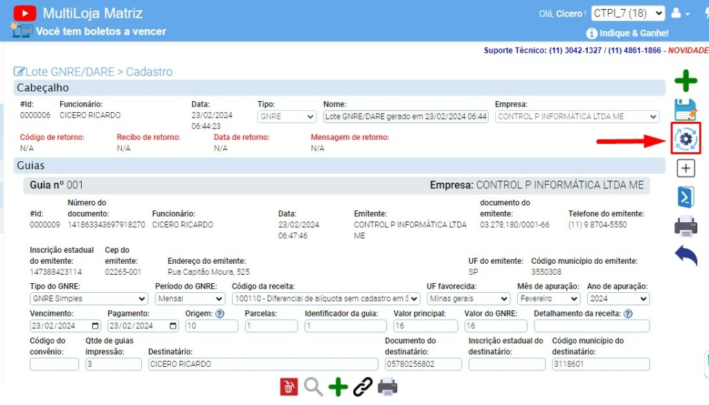 scree520 ATENDE SMART - Atualização 27/02/2024 - 4º Item - Novo módulo GNRE/DARE - Instruções para gerar GNRE