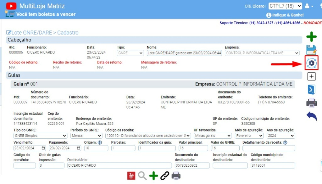 ATENDE SMART - Atualização 27/02/2024 - 4º Item - Novo módulo GNRE/DARE - Instruções para gerar GNRE Scree520