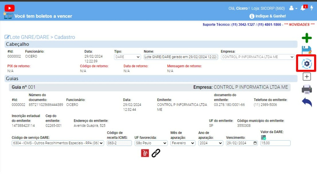 scree533 ATENDE SMART - Atualização 27/02/2024 - 5º Item - Novo módulo GNRE/DARE - Instruções para gerar DARE