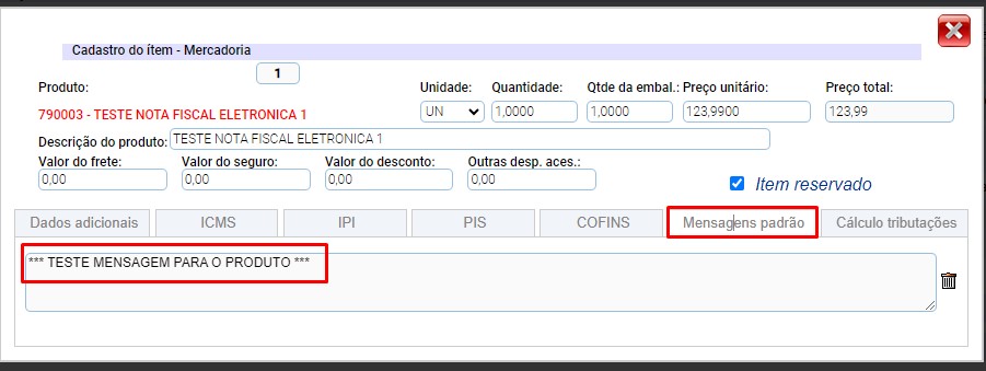 ATENDE SMART - Atualização 27/02/2024 - 6º Item - Cadastro de mensagem para impressão no produto do PEDIDO/NOTA Scree538