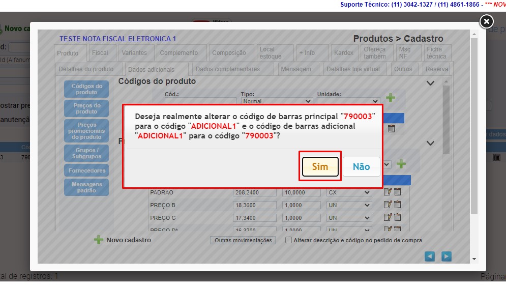 ATENDE SMART - Atualização 27/02/2024 - 17º Item - Implementada função que troca um Código de Barras Adicional pelo Código de Barras Principal. Scree556