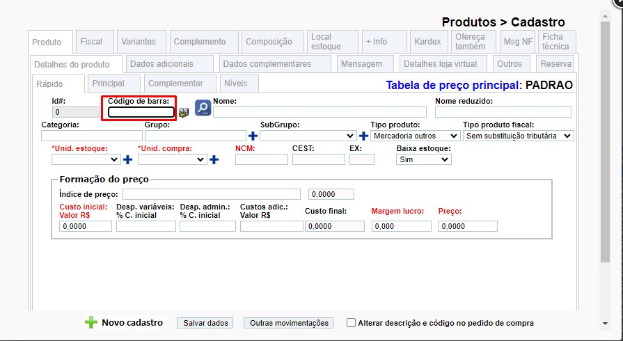 ATENDE SMART - Atualização 27/02/2024 - 20º Item - Implementada uma rotina para facilitar e padronizar o cadastro de produtos de balanças Scree566