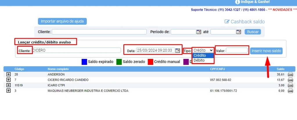 ATENDE SMART - Atualização 27/02/2024 - 24º Item - Melhorias no módulo Creditos de Devolução e CashBack - Saldo Scree582