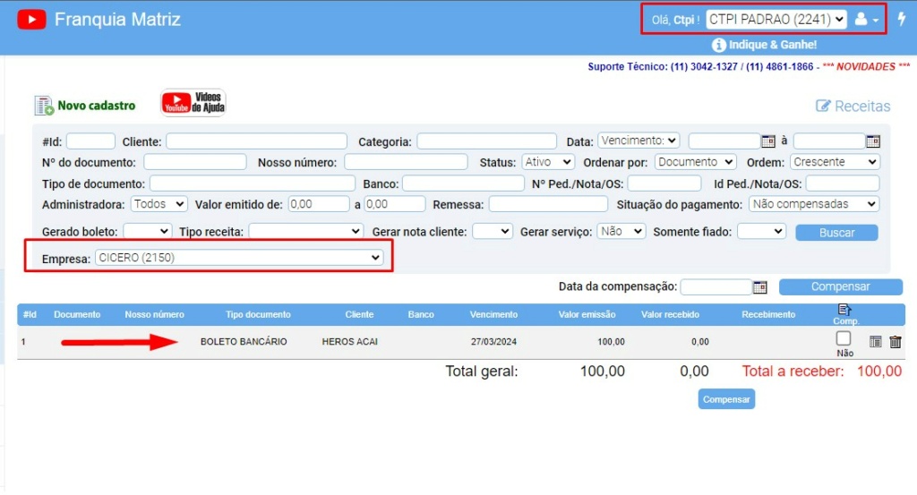 ATENDE SMART - Atualização 27/02/2024 - 25º Item - Consolidação dos módulos financeiras na matriz de Multi-Loja quanto para Franquias Scree589