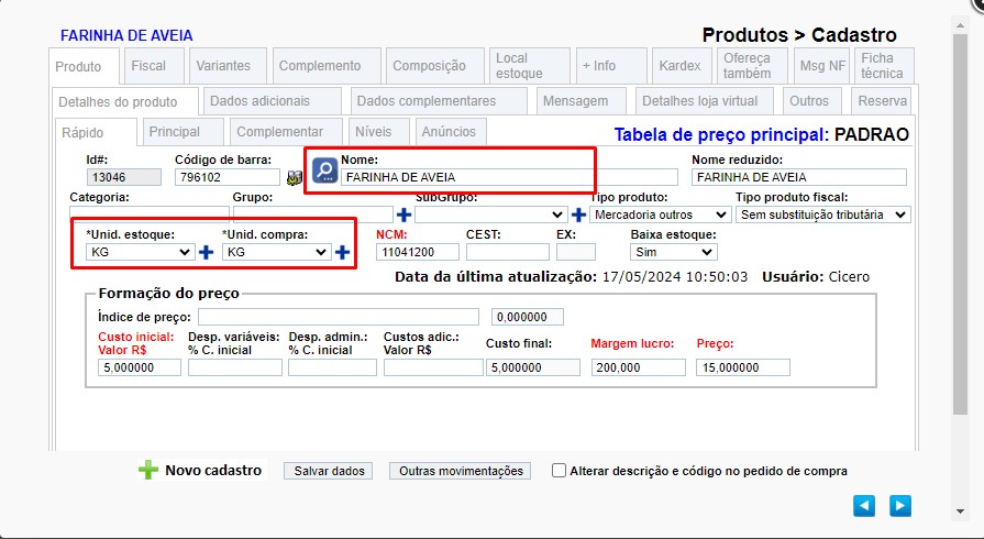 scree612 ATENDESMART: Orientação para cadastro de variação c/ Fracionamento