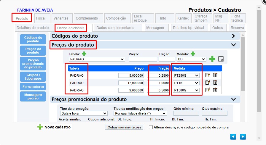 scree613 ATENDESMART: Orientação para cadastro de variação c/ Fracionamento