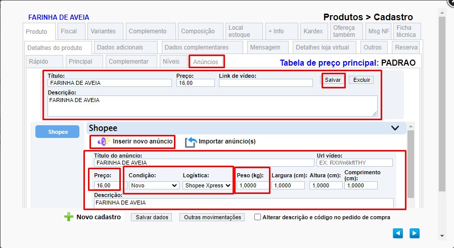 scree620 ATENDESMART: Orientação para cadastro de variação c/ Fracionamento