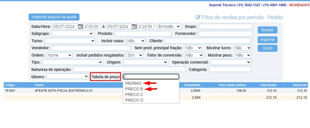 ATENDE SMART - RASCUNHO - 5º Item - Implementado novo filtro no relatõrio de Vendas por Período, "TABELA DE PREÇO" Scree651
