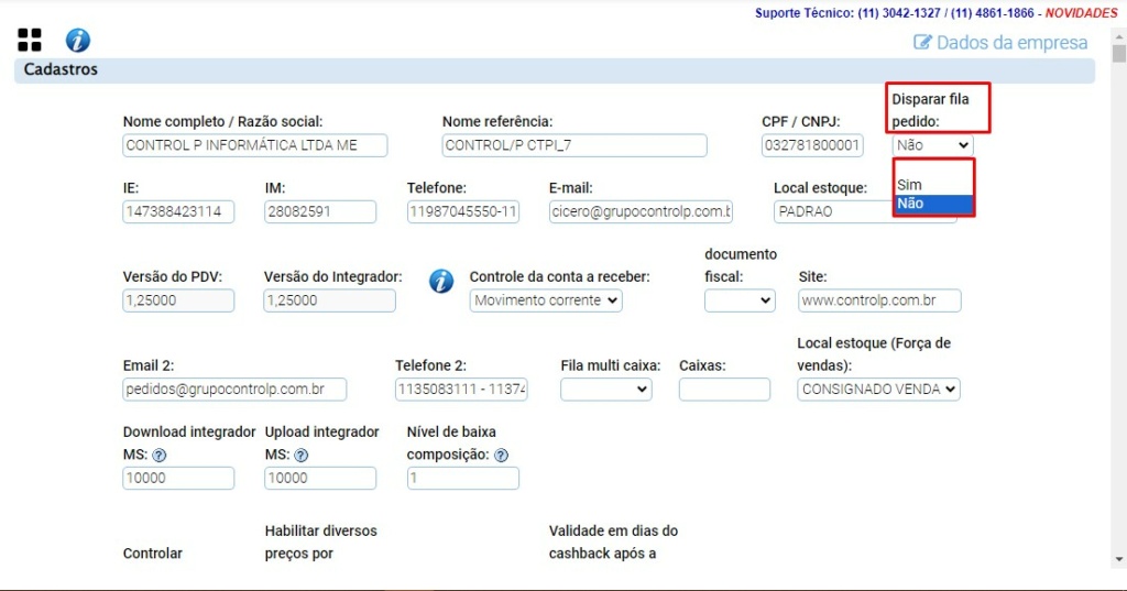 ATENDE SMART - RASCUNHO - 7º Item - Implementação de uma função a mais a um parâmetro já existente "Disparar fila pedido:" Scree658