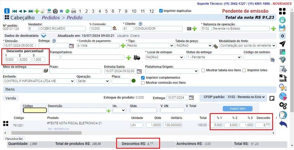 ATENDE SMART - RASCUNHO - 9º Item - implementado um novo metodo de desconto, onde será possível aplicar até 3 desconto por item Scree663