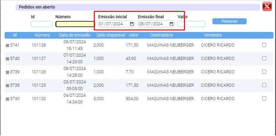 ATENDE SMART - RASCUNHO - 11º Item - Implementado o campo "EMISSÃO FINAL" para a vinculação de PEDIDOS e PEDIDOS PROCESSADOS em uma Nota Fiscal Scree667
