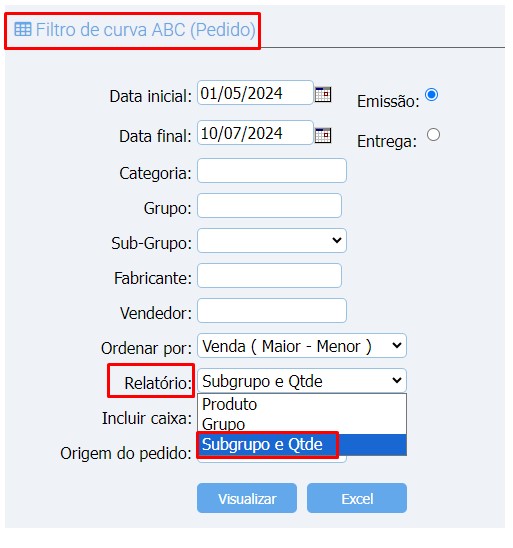 ATENDE SMART - RASCUNHO - 12º Item - Implementado uma nova opção ao filtro "Relatório:" do relatório "CURVA ABC" Scree669