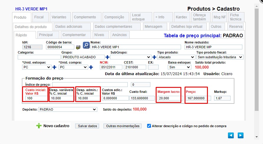 ATENDE SMART - RASCUNHO - 15º Item - Implementado um novo metodo para calcular o Preço de Venda no Cadastro de Produtos Scree685
