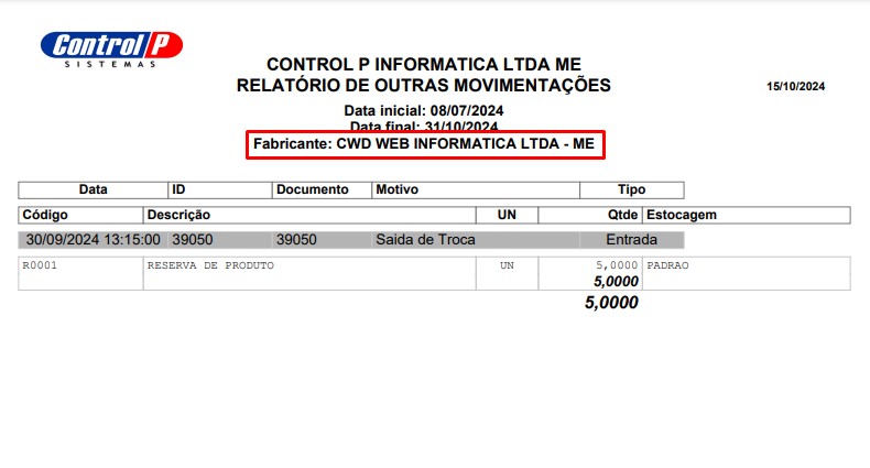 RASCUNHO: Implementado o fitro FABRICANTE Scree857