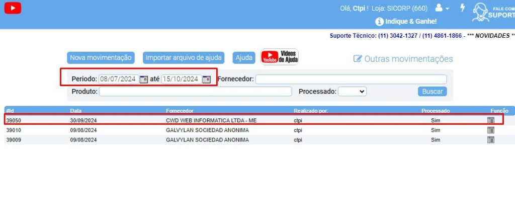 RASCUNHO: Implementado o fitro FABRICANTE Scree858
