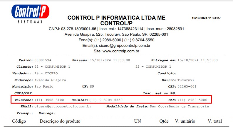 scree868 Atualização ATENDESMART – 28/11/2024 – 3º Item – Implementado novo parâmetro "Mostrar telefones do cliente na impressão do pedido/nota/serviço/orçamento"
