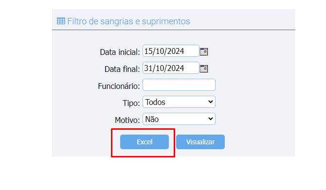 RASCUNHO: Implementado o botão EXCEL no Relatório de Sangria/Suprimento Scree869