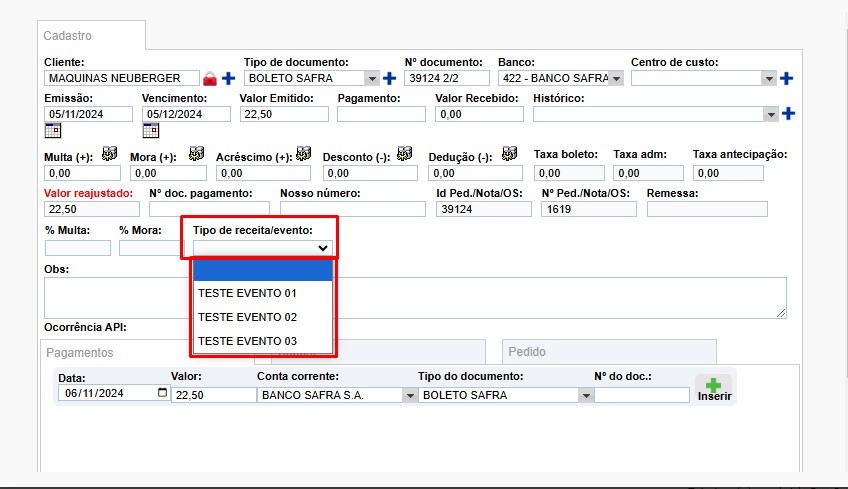 RASCUNHO: Cadastro de Mensalidade / Evento Scree902