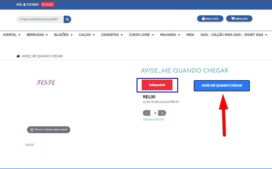 E-COMMERCE - Avise-me Quando Chegar Scree919